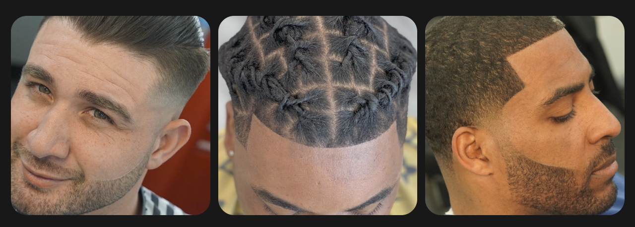 Example portfolio grid showing a variety of haircut styles